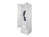 2 Door, 1 Drawer Tall Wardrobe Cabinet