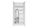 2 Door Tall Broom Cabinet with Shelves - Adjustable Feet