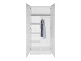 2 Door Tall Wardrobe Cabinet with Shelves - Adjustable Feet