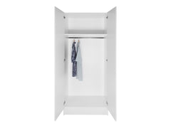 2 Door Tall Wardrobe Cabinet - Integrated Toe Kick