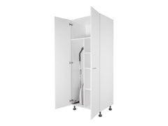 2 Door Tall Broom Cabinet with Shelves - Adjustable Feet